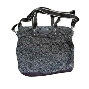 COACH Vintage Tote Bag Heritage Web Canvas Printed Web Print Olive khaki